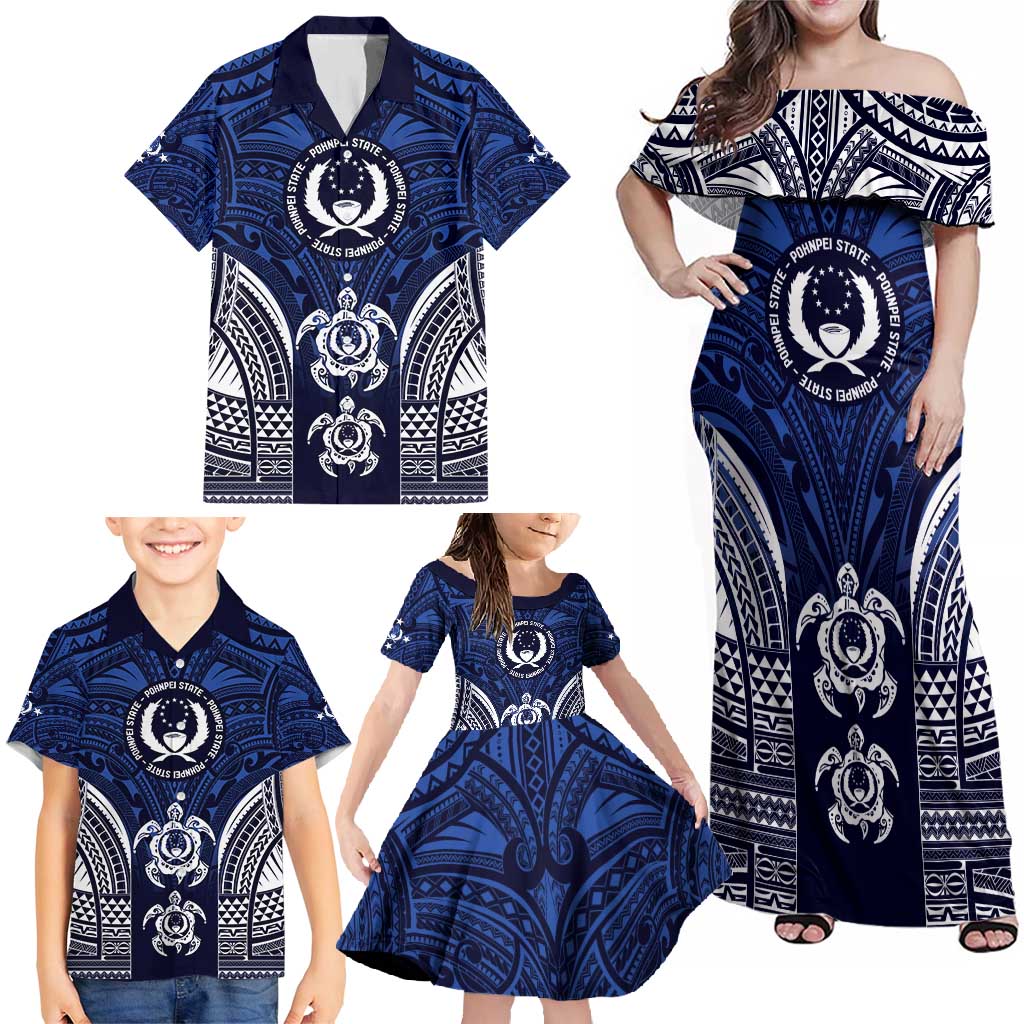 FSM Pohnpei States Family Matching Off Shoulder Maxi Dress and Hawaiian Shirt Micronesia Six 9 One Polynesian Tribal Pattern LT9 - Polynesian Pride