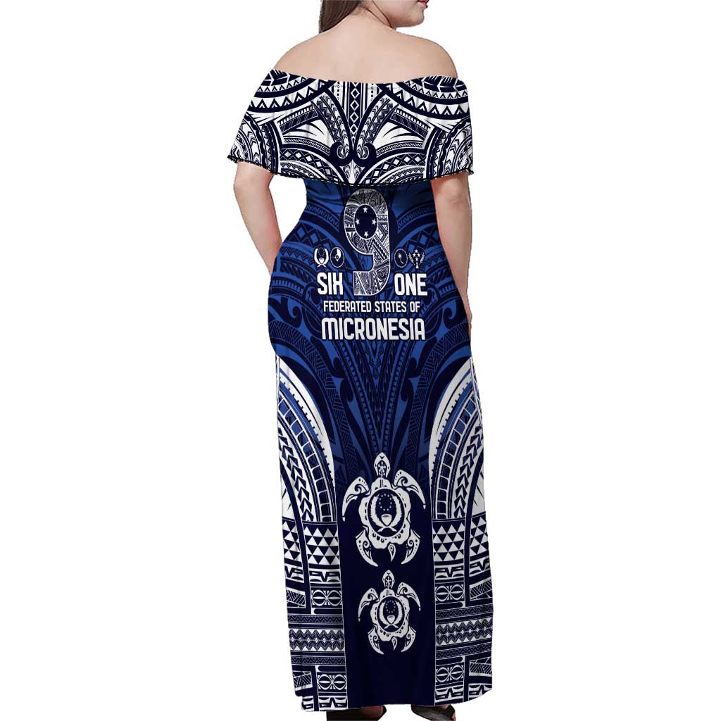 FSM Pohnpei States Family Matching Off Shoulder Maxi Dress and Hawaiian Shirt Micronesia Six 9 One Polynesian Tribal Pattern LT9 - Polynesian Pride