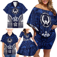FSM Pohnpei States Family Matching Off Shoulder Short Dress and Hawaiian Shirt Micronesia Six 9 One Polynesian Tribal Pattern LT9 - Polynesian Pride
