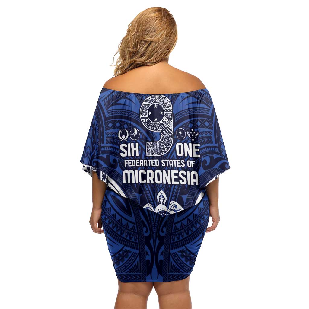 FSM Pohnpei States Family Matching Off Shoulder Short Dress and Hawaiian Shirt Micronesia Six 9 One Polynesian Tribal Pattern LT9 - Polynesian Pride