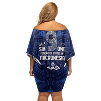 FSM Pohnpei States Family Matching Off Shoulder Short Dress and Hawaiian Shirt Micronesia Six 9 One Polynesian Tribal Pattern LT9 - Polynesian Pride