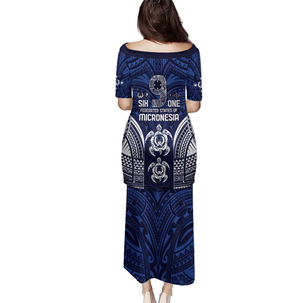 FSM Pohnpei States Family Matching Puletasi and Hawaiian Shirt Micronesia Six 9 One Polynesian Tribal Pattern
