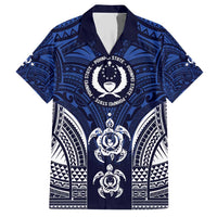 FSM Pohnpei States Family Matching Short Sleeve Bodycon Dress and Hawaiian Shirt Micronesia Six 9 One Polynesian Tribal Pattern LT9 Dad's Shirt - Short Sleeve Blue - Polynesian Pride