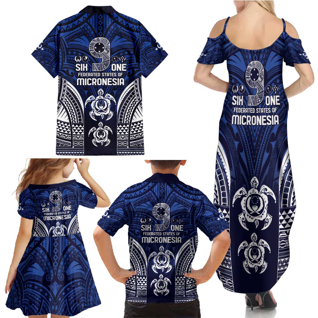 FSM Pohnpei States Family Matching Summer Maxi Dress and Hawaiian Shirt Micronesia Six 9 One Polynesian Tribal Pattern LT9 - Polynesian Pride