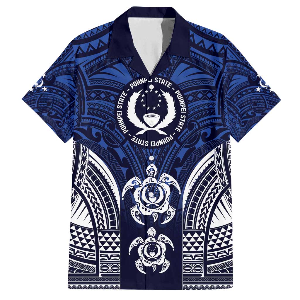 FSM Pohnpei States Family Matching Summer Maxi Dress and Hawaiian Shirt Micronesia Six 9 One Polynesian Tribal Pattern LT9 Dad's Shirt - Short Sleeve Blue - Polynesian Pride