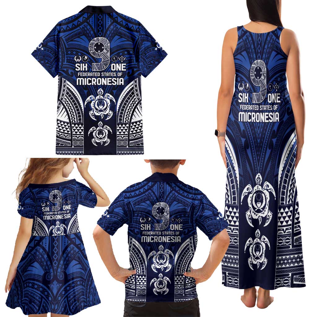 FSM Pohnpei States Family Matching Tank Maxi Dress and Hawaiian Shirt Micronesia Six 9 One Polynesian Tribal Pattern LT9 - Polynesian Pride