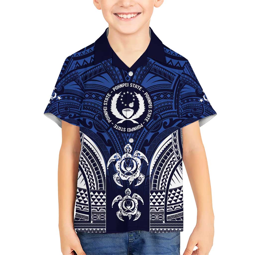FSM Pohnpei States Kid Hawaiian Shirt Micronesia Six 9 One Polynesian Tribal Pattern LT9 Kid Blue - Polynesian Pride