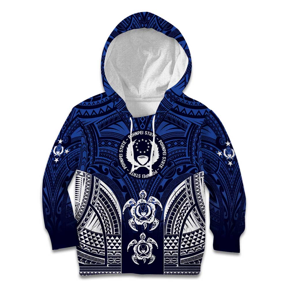 FSM Pohnpei States Kid Hoodie Micronesia Six 9 One Polynesian Tribal Pattern LT9 Hoodie Blue - Polynesian Pride