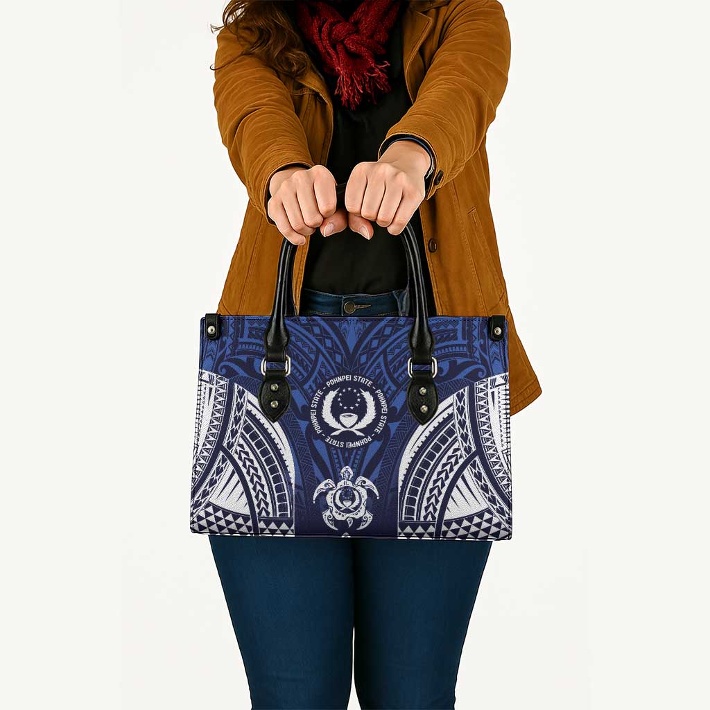 FSM Pohnpei States Leather Bag Micronesia Six 9 One Polynesian Tribal Pattern - Polynesian Pride