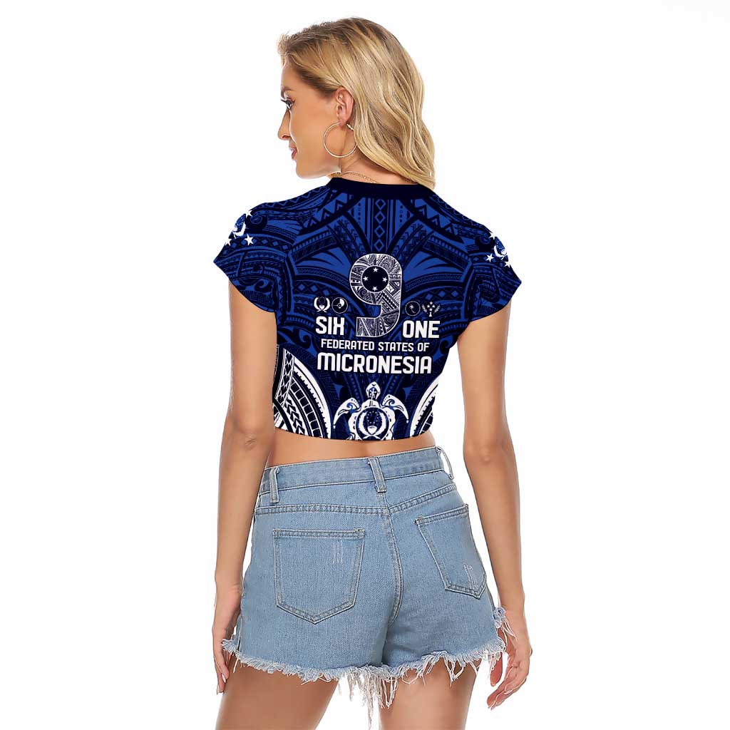 FSM Pohnpei States Raglan Cropped T Shirt Micronesia Six 9 One Polynesian Tribal Pattern
