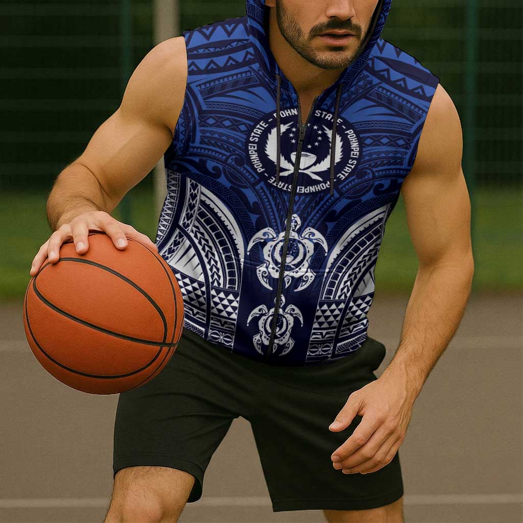 FSM Pohnpei States Sleeveless Zip Hoodie Micronesia Six 9 One Polynesian Tribal Pattern - Polynesian Pride
