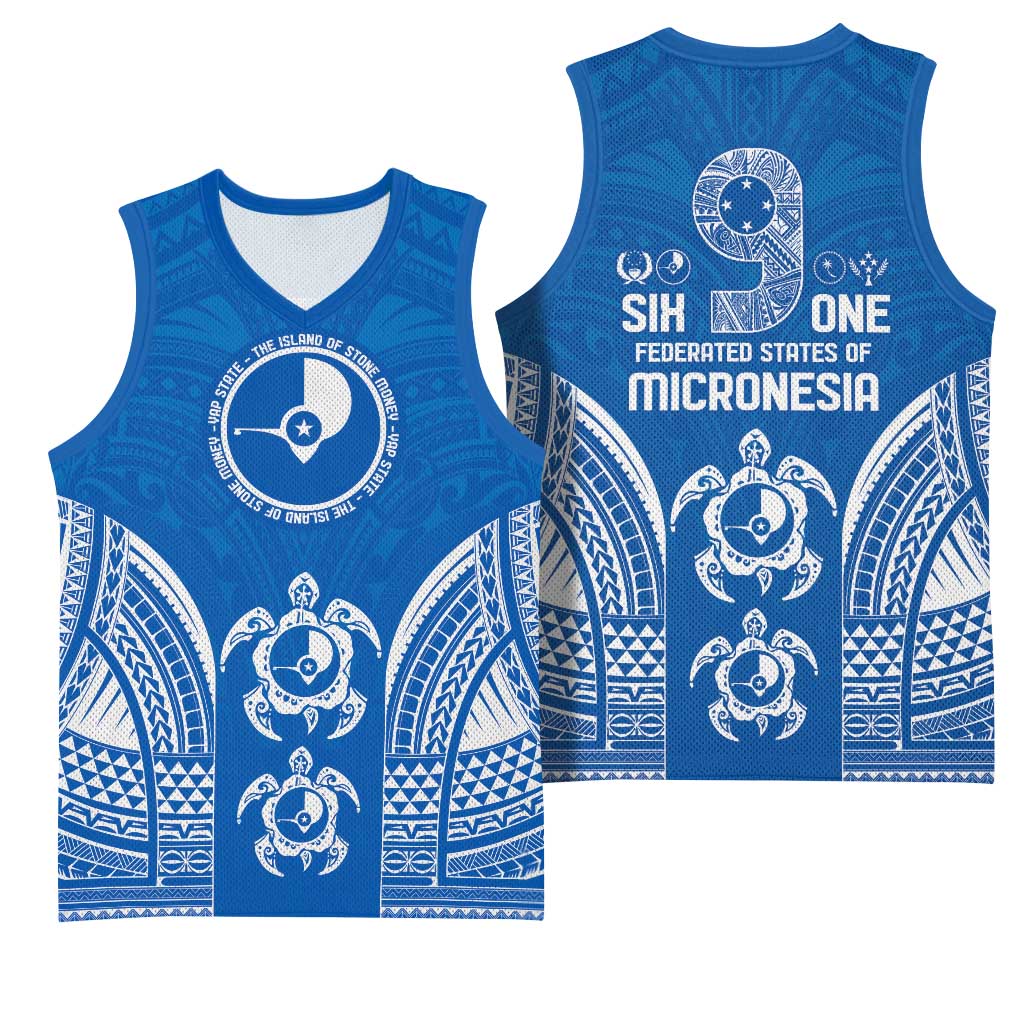 FSM Yap States Basketball Jersey Micronesia Six 9 One Polynesian Tribal Pattern LT9 - Polynesian Pride