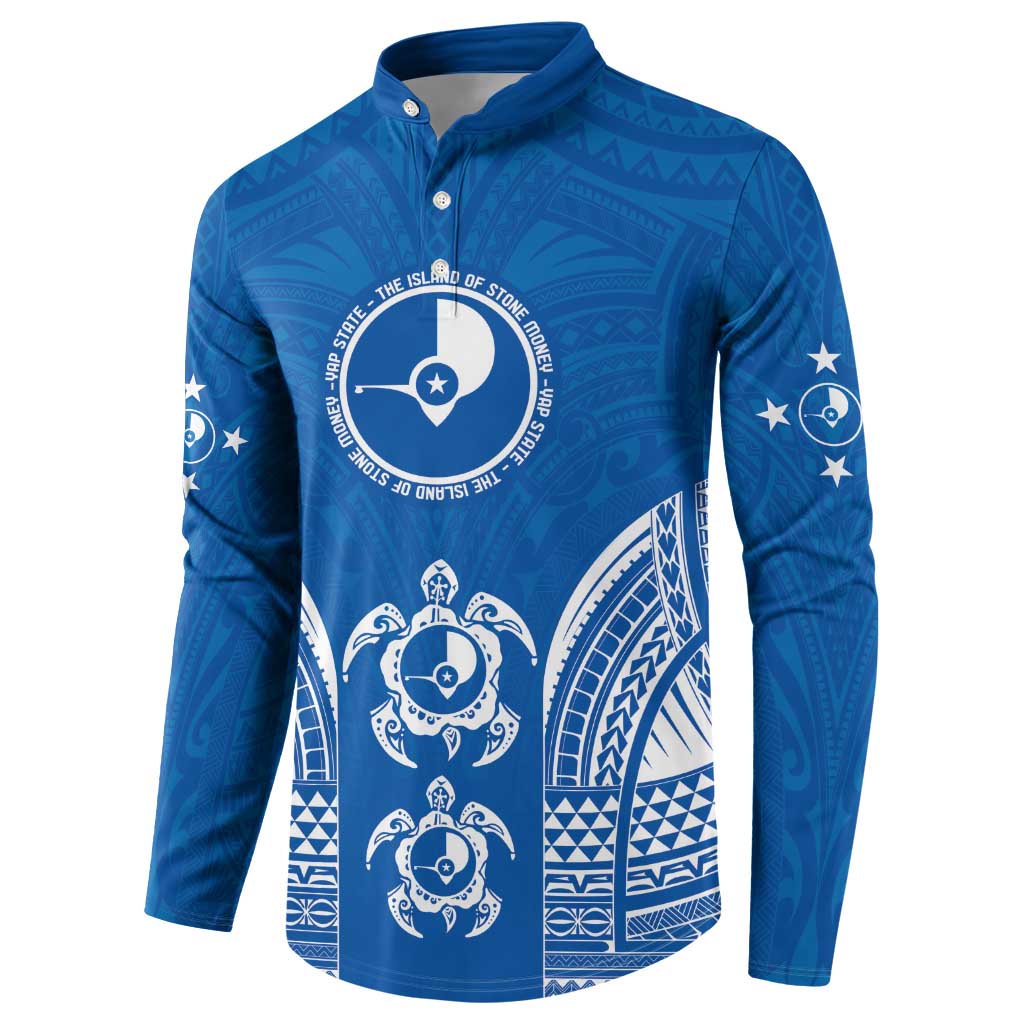 FSM Yap States Button Sweatshirt Micronesia Six 9 One Polynesian Tribal Pattern