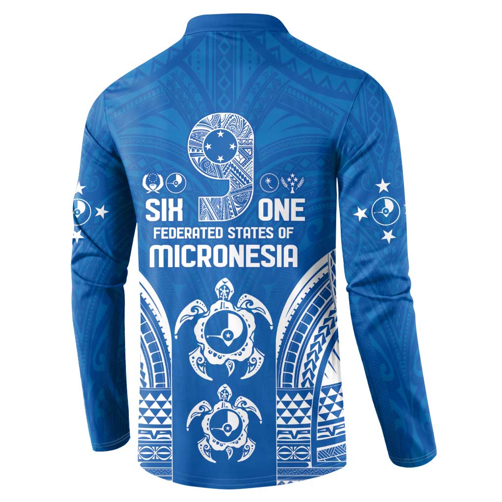 FSM Yap States Button Sweatshirt Micronesia Six 9 One Polynesian Tribal Pattern