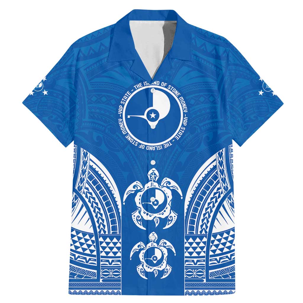 FSM Yap States Family Matching Mermaid Dress and Hawaiian Shirt Micronesia Six 9 One Polynesian Tribal Pattern LT9 Dad's Shirt - Short Sleeve Blue - Polynesian Pride
