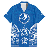 FSM Yap States Family Matching Mermaid Dress and Hawaiian Shirt Micronesia Six 9 One Polynesian Tribal Pattern LT9 Dad's Shirt - Short Sleeve Blue - Polynesian Pride