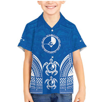 FSM Yap States Family Matching Mermaid Dress and Hawaiian Shirt Micronesia Six 9 One Polynesian Tribal Pattern LT9 Son's Shirt Blue - Polynesian Pride