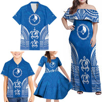 FSM Yap States Family Matching Off Shoulder Maxi Dress and Hawaiian Shirt Micronesia Six 9 One Polynesian Tribal Pattern LT9 - Polynesian Pride