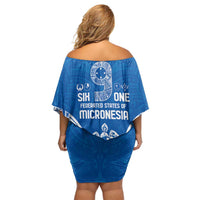 FSM Yap States Family Matching Off Shoulder Short Dress and Hawaiian Shirt Micronesia Six 9 One Polynesian Tribal Pattern LT9 - Polynesian Pride