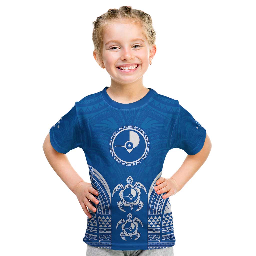 FSM Yap States Kid T Shirt Micronesia Six 9 One Polynesian Tribal Pattern LT9 Blue - Polynesian Pride