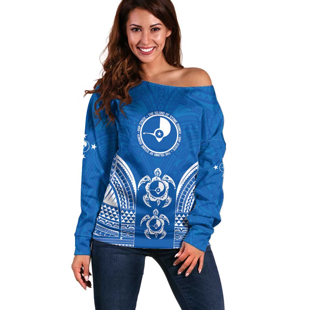FSM Yap States Off Shoulder Sweater Micronesia Six 9 One Polynesian Tribal Pattern