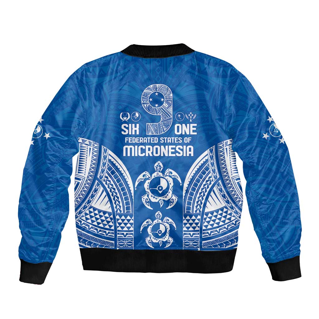 FSM Yap States Sleeve Zip Bomber Jacket Micronesia Six 9 One Polynesian Tribal Pattern