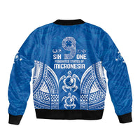 FSM Yap States Sleeve Zip Bomber Jacket Micronesia Six 9 One Polynesian Tribal Pattern