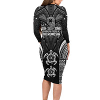 FSM Micronesia Six 9 One Family Matching Long Sleeve Bodycon Dress and Hawaiian Shirt Polynesian Tribal Pattern LT9 - Polynesian Pride