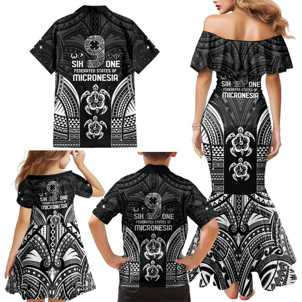 FSM Micronesia Six 9 One Family Matching Mermaid Dress and Hawaiian Shirt Polynesian Tribal Pattern LT9 - Polynesian Pride