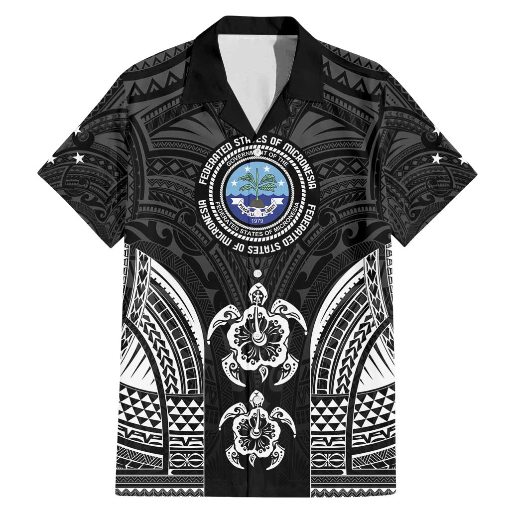 FSM Micronesia Six 9 One Family Matching Mermaid Dress and Hawaiian Shirt Polynesian Tribal Pattern LT9 Dad's Shirt - Short Sleeve Black - Polynesian Pride