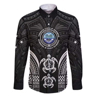 FSM Micronesia Six 9 One Family Matching Off The Shoulder Long Sleeve Dress and Hawaiian Shirt Polynesian Tribal Pattern LT9 Dad's Shirt - Long Sleeve Black - Polynesian Pride