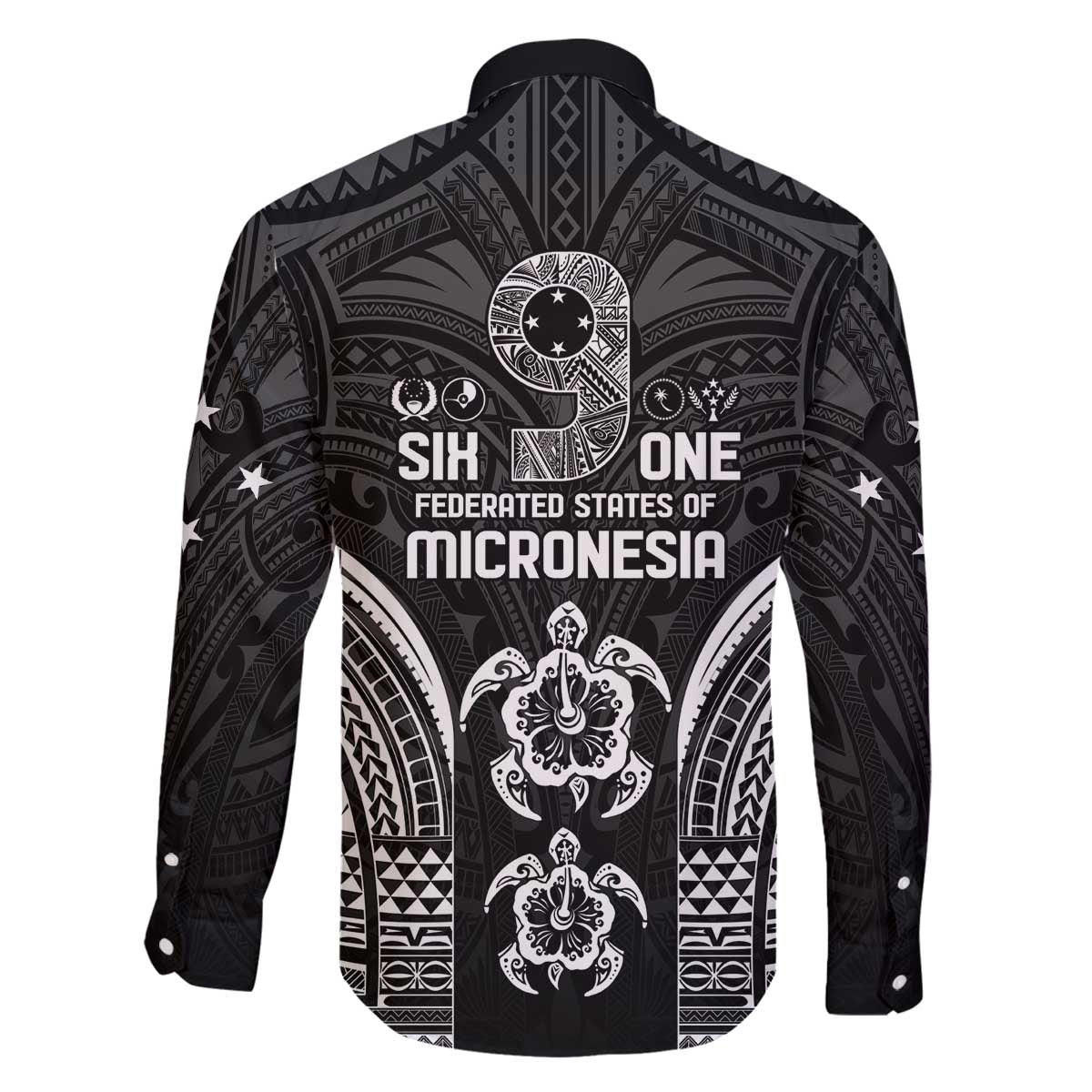 FSM Micronesia Six 9 One Family Matching Off The Shoulder Long Sleeve Dress and Hawaiian Shirt Polynesian Tribal Pattern LT9 - Polynesian Pride