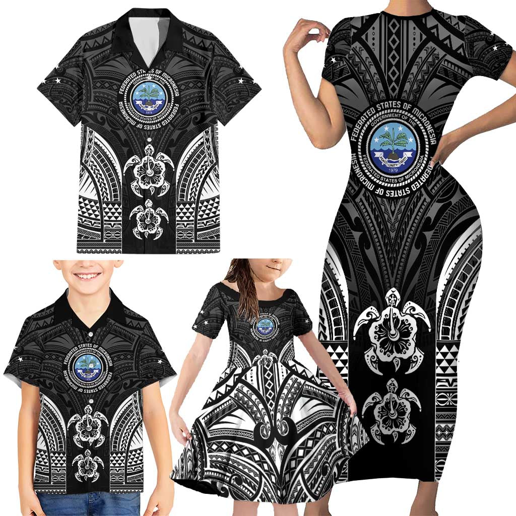 FSM Micronesia Six 9 One Family Matching Short Sleeve Bodycon Dress and Hawaiian Shirt Polynesian Tribal Pattern LT9 - Polynesian Pride