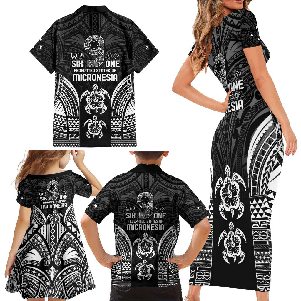 FSM Micronesia Six 9 One Family Matching Short Sleeve Bodycon Dress and Hawaiian Shirt Polynesian Tribal Pattern LT9 - Polynesian Pride
