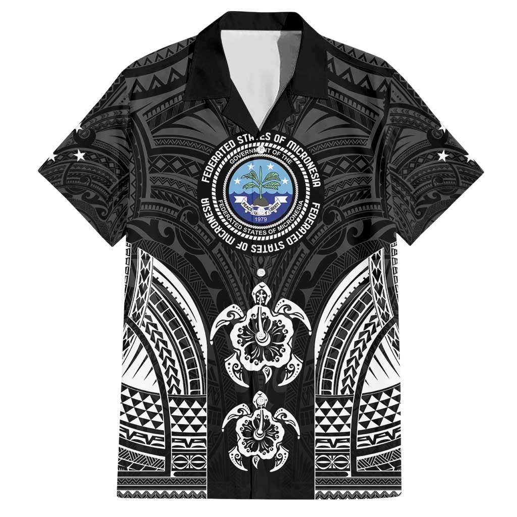 FSM Micronesia Six 9 One Family Matching Short Sleeve Bodycon Dress and Hawaiian Shirt Polynesian Tribal Pattern LT9 Dad's Shirt - Short Sleeve Black - Polynesian Pride
