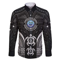 FSM Micronesia Six 9 One Family Matching Short Sleeve Bodycon Dress and Hawaiian Shirt Polynesian Tribal Pattern LT9 Dad's Shirt - Long Sleeve Black - Polynesian Pride