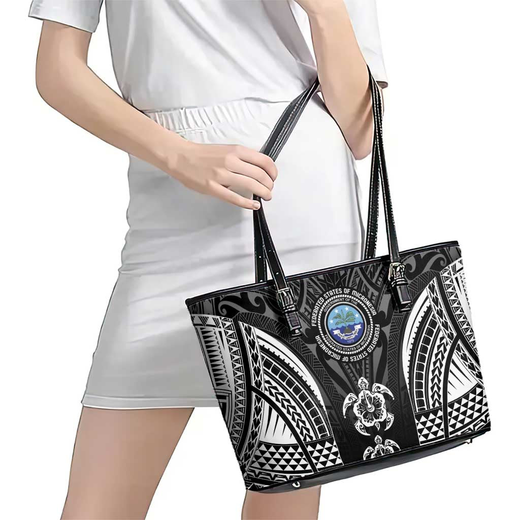 FSM Micronesia Six 9 One Leather Tote Bag Polynesian Tribal Pattern