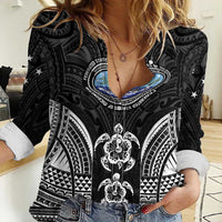 FSM Micronesia Six 9 One Women Casual Shirt Polynesian Tribal Pattern LT9 Female Black - Polynesian Pride