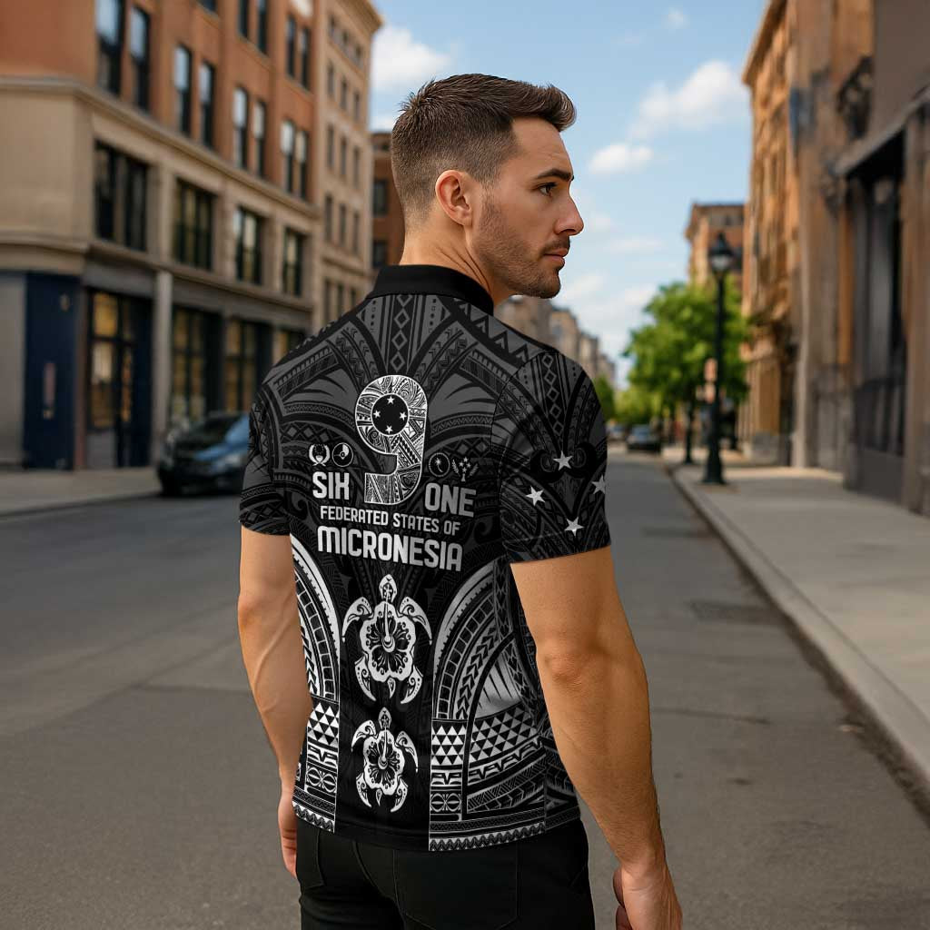 FSM Micronesia Six 9 One Zipper Polo Shirt Polynesian Tribal Pattern - Polynesian Pride