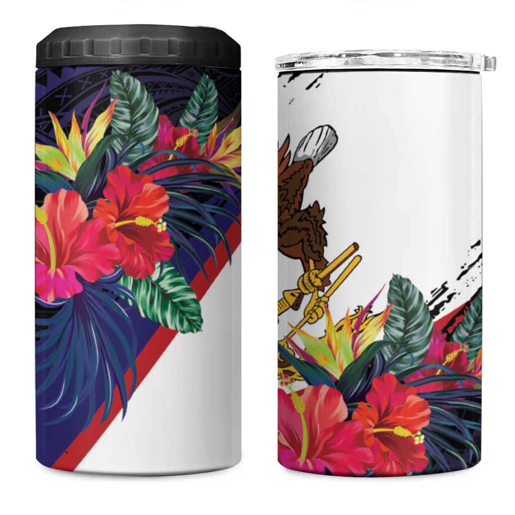 American Samoa Flag Day Since 1900 4 in 1 Can Cooler Tumbler Samoa Muamua Le Atua Tropical Flowers LT9 One Size: 16 oz Blue - Polynesian Pride