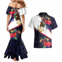 American Samoa Flag Day Since 1900 Couples Matching Mermaid Dress and Hawaiian Shirt Samoa Muamua Le Atua Tropical Flowers LT9 - Polynesian Pride