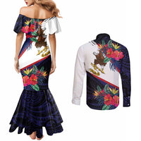 American Samoa Flag Day Since 1900 Couples Matching Mermaid Dress and Long Sleeve Button Shirt Samoa Muamua Le Atua Tropical Flowers LT9 - Polynesian Pride