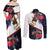 American Samoa Flag Day Since 1900 Couples Matching Off Shoulder Maxi Dress and Long Sleeve Button Shirt Samoa Muamua Le Atua Tropical Flowers