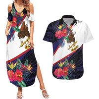 American Samoa Flag Day Since 1900 Couples Matching Summer Maxi Dress and Hawaiian Shirt Samoa Muamua Le Atua Tropical Flowers LT9 Blue - Polynesian Pride