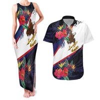 American Samoa Flag Day Since 1900 Couples Matching Tank Maxi Dress and Hawaiian Shirt Samoa Muamua Le Atua Tropical Flowers LT9 Blue - Polynesian Pride