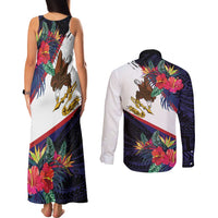 American Samoa Flag Day Since 1900 Couples Matching Tank Maxi Dress and Long Sleeve Button Shirt Samoa Muamua Le Atua Tropical Flowers LT9 - Polynesian Pride