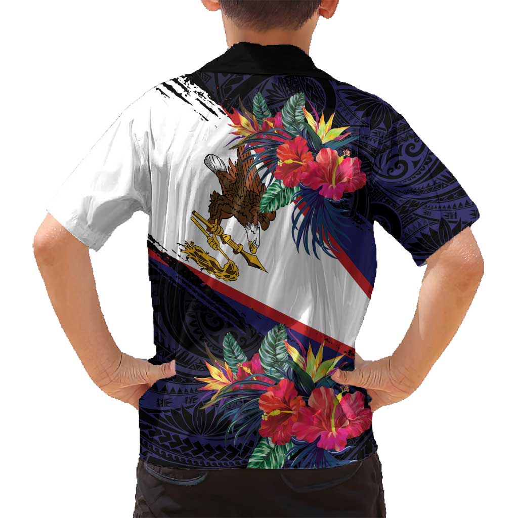American Samoa Flag Day Since 1900 Family Matching Off Shoulder Maxi Dress and Hawaiian Shirt Samoa Muamua Le Atua Tropical Flowers LT9 - Polynesian Pride