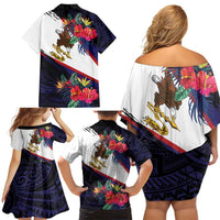 American Samoa Flag Day Since 1900 Family Matching Off Shoulder Short Dress and Hawaiian Shirt Samoa Muamua Le Atua Tropical Flowers LT9 - Polynesian Pride