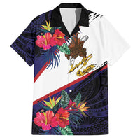 American Samoa Flag Day Since 1900 Family Matching Summer Maxi Dress and Hawaiian Shirt Samoa Muamua Le Atua Tropical Flowers LT9 Dad's Shirt - Short Sleeve Blue - Polynesian Pride