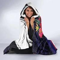 American Samoa Flag Day Since 1900 Hooded Blanket Samoa Muamua Le Atua Tropical Flowers LT9 - Polynesian Pride